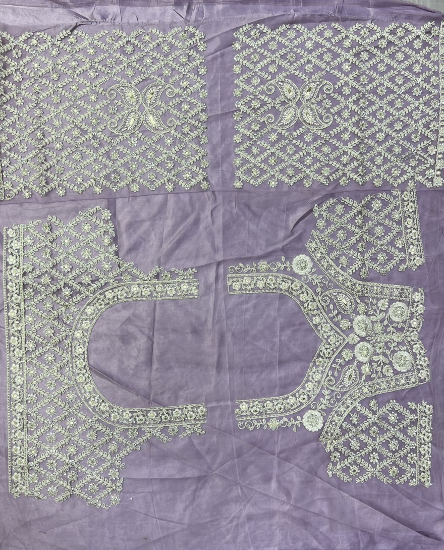 2564-Lavender  - Dori and Zircon Diamond lavender Combine Designer Partywear Lehengacholi 