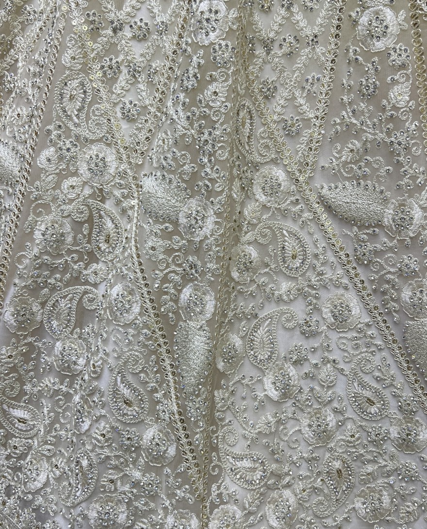 2564-yellow - Dori and Zircon Diamond Yellow Combine Designer Partywear Lehengacholi 