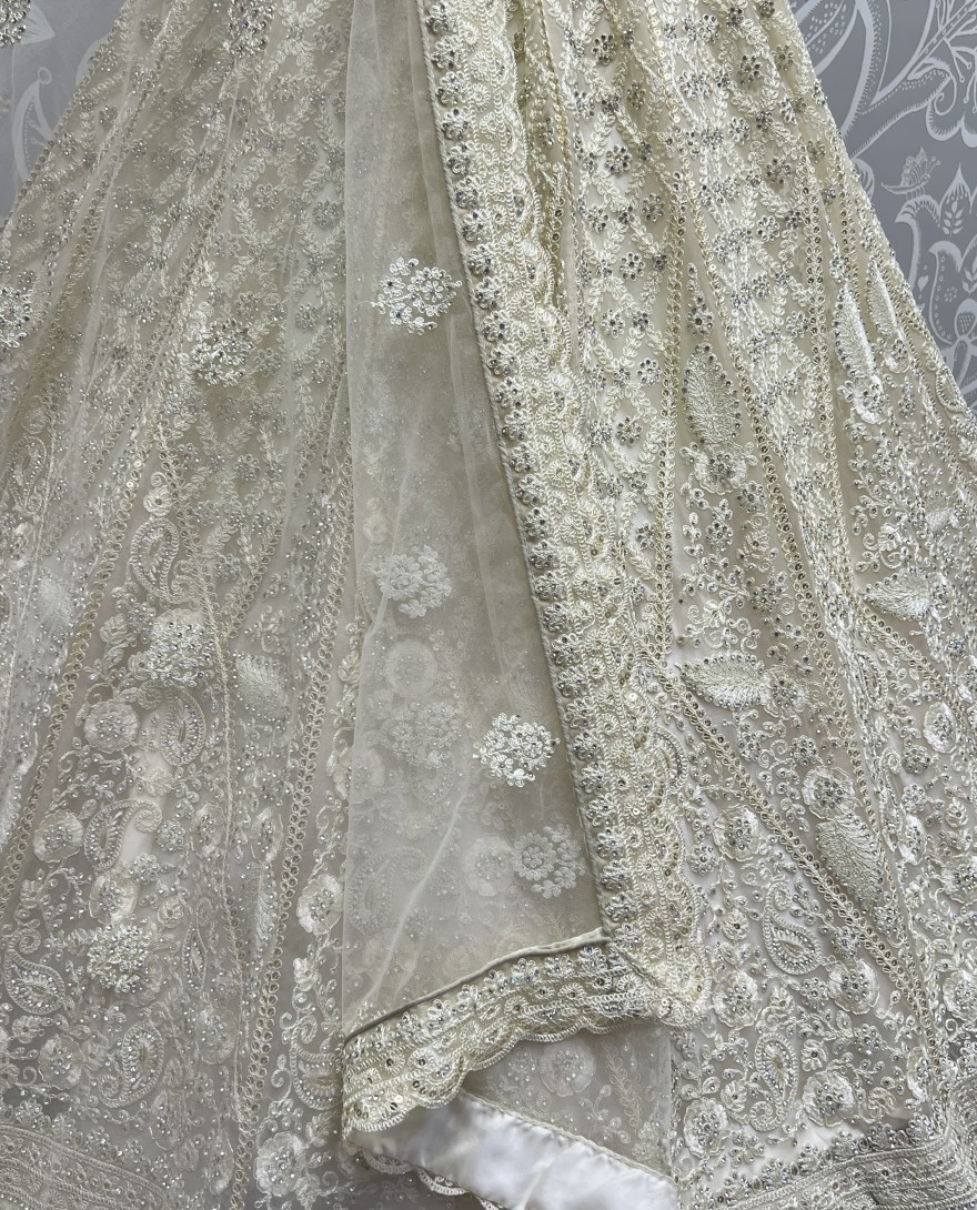 2564-yellow - Dori and Zircon Diamond Yellow Combine Designer Partywear Lehengacholi 