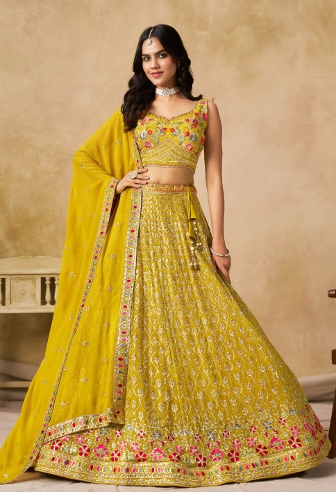 Yellow Georgette Lehenga Choli