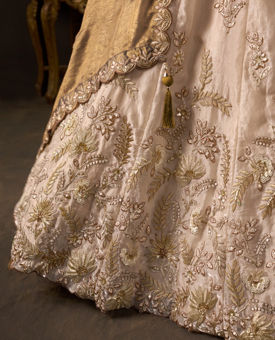 BEIGE - Antique Beige Fancy Fabric Sequin Embroidered Lehenga Choli