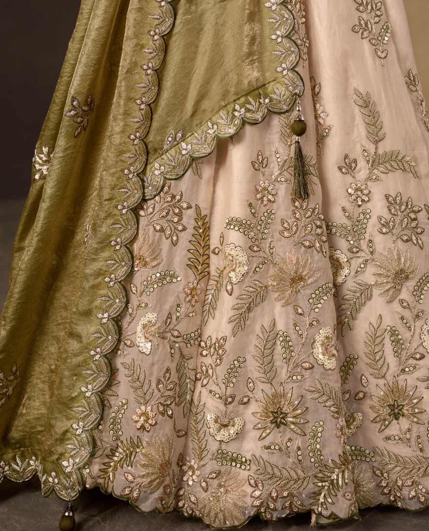 GREEN - Mehndi Silk Wedding Lehenga Choli
