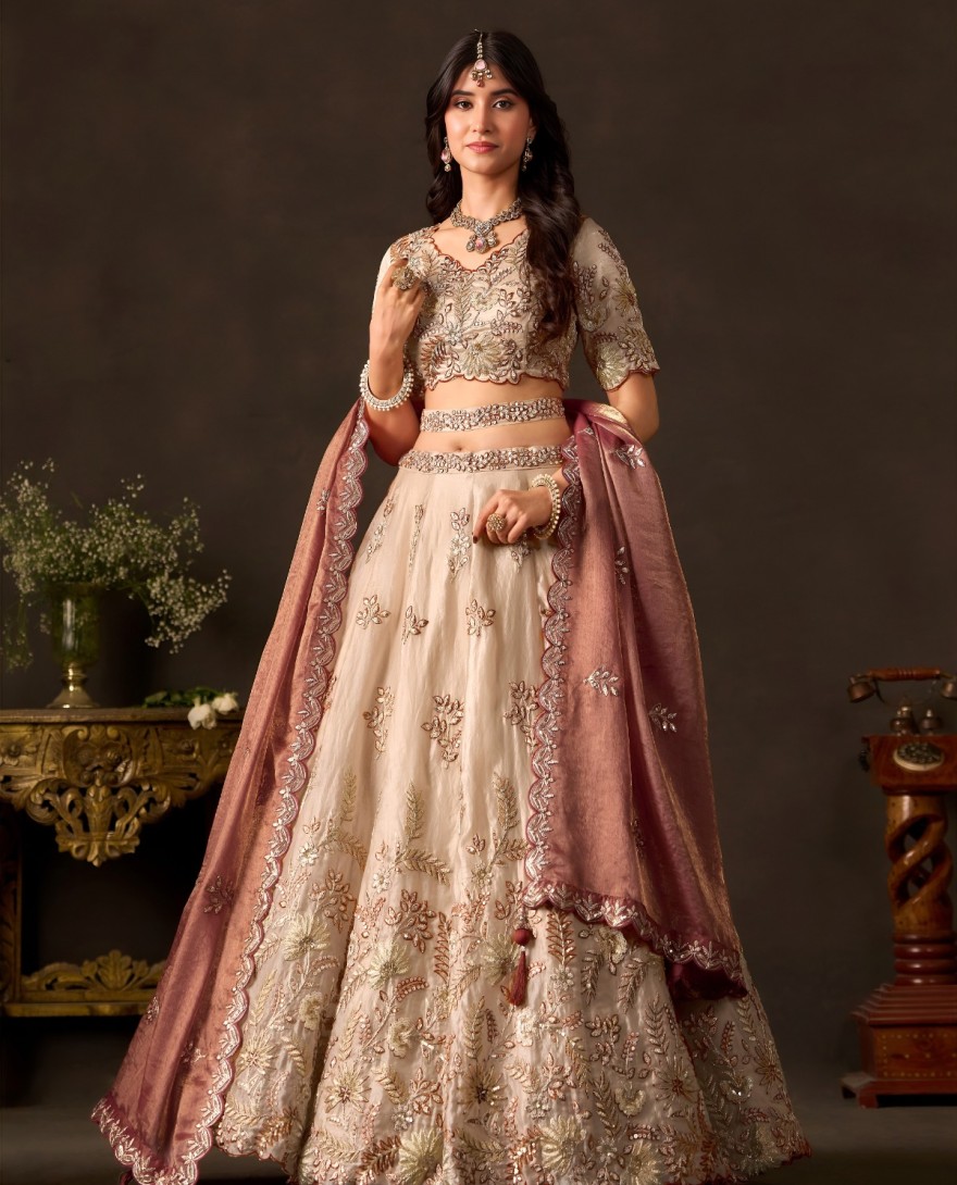 PEACH - Peach Silk Lehenga Choli For Wedding