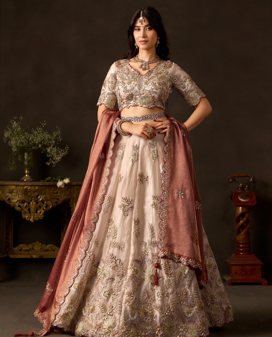PEACH - Peach Silk Lehenga Choli For Wedding