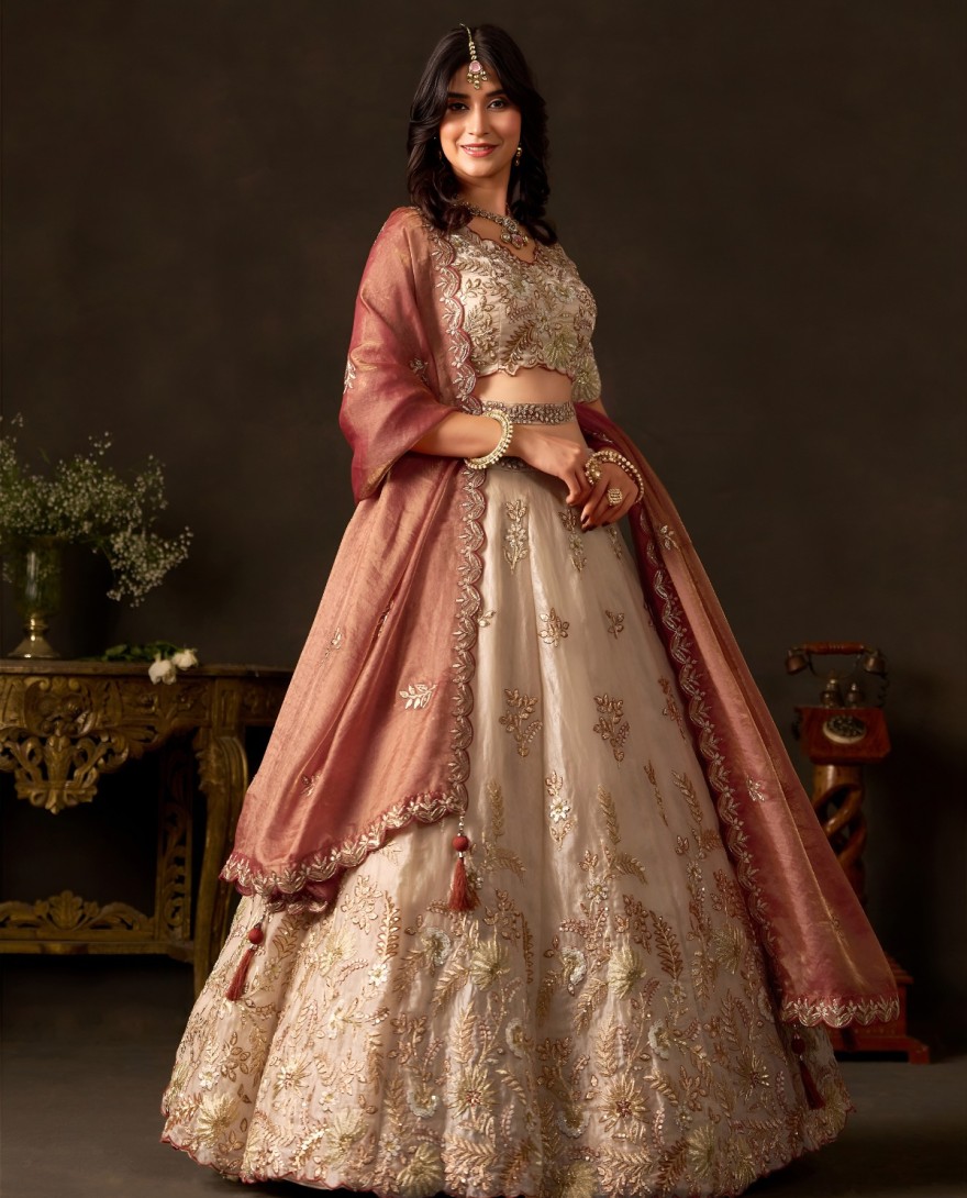 PEACH - Peach Silk Lehenga Choli For Wedding