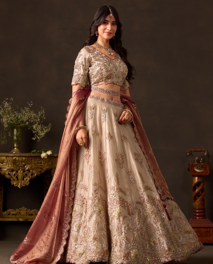 PEACH - Peach Silk Lehenga Choli For Wedding