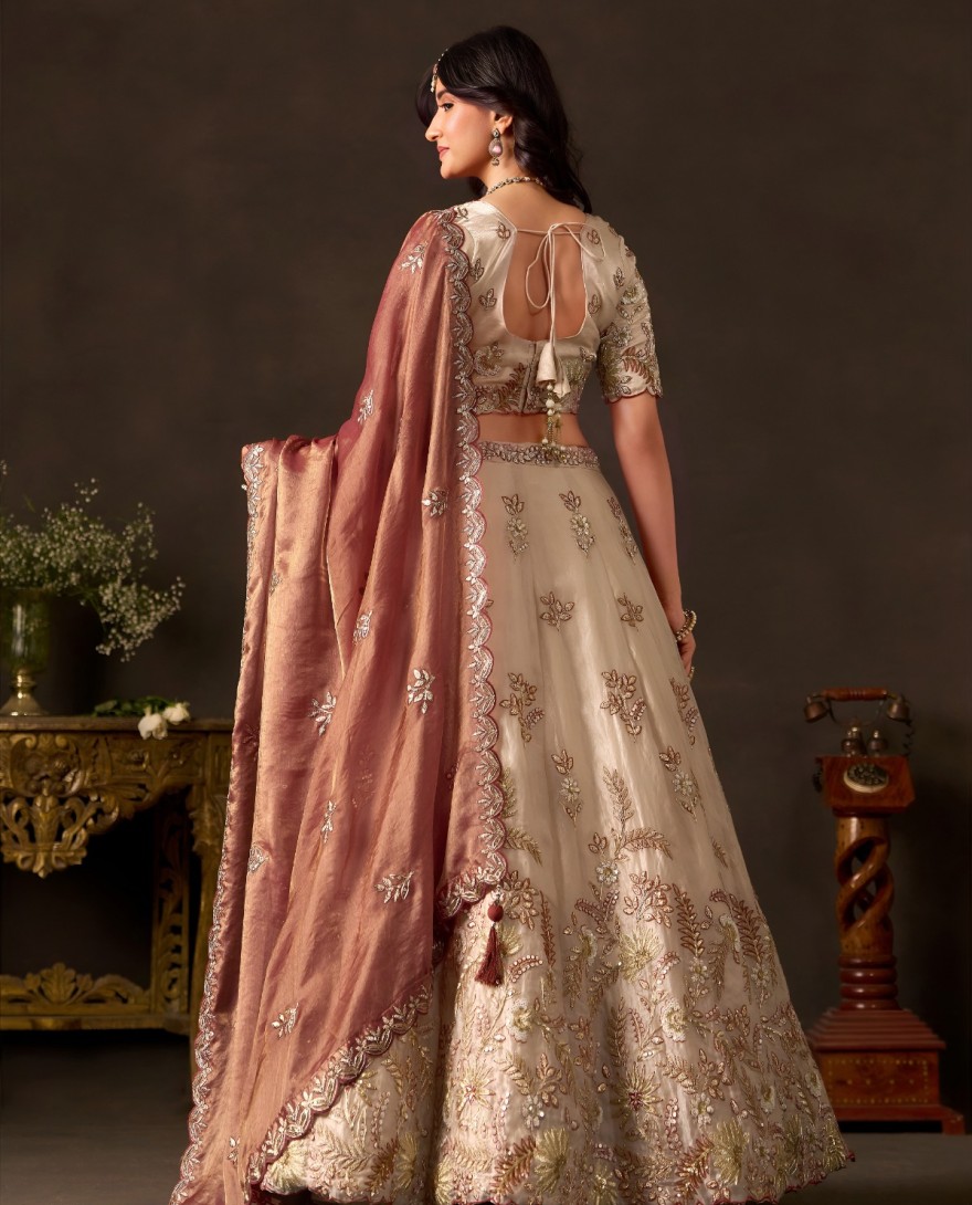 PEACH - Peach Silk Lehenga Choli For Wedding