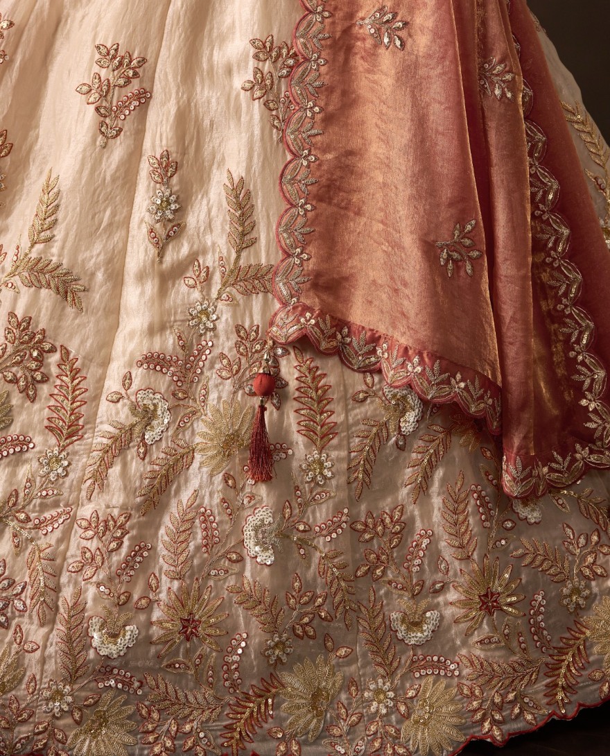 PEACH - Peach Silk Lehenga Choli For Wedding