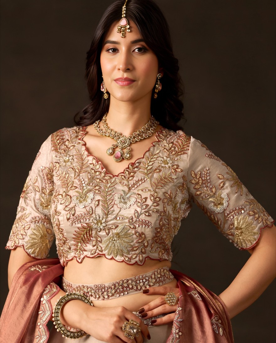 PEACH - Peach Silk Lehenga Choli For Wedding