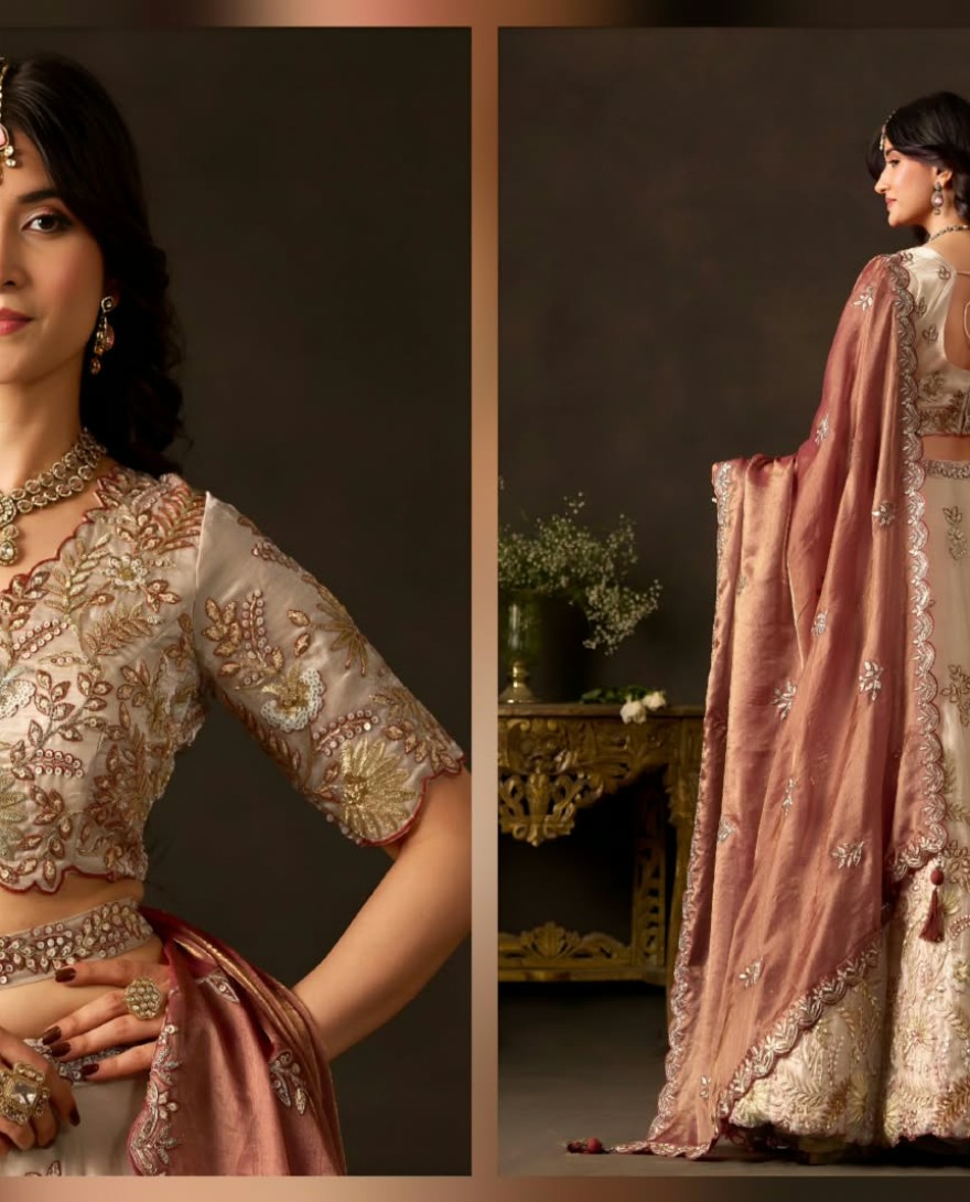 PEACH - Peach Silk Lehenga Choli For Wedding