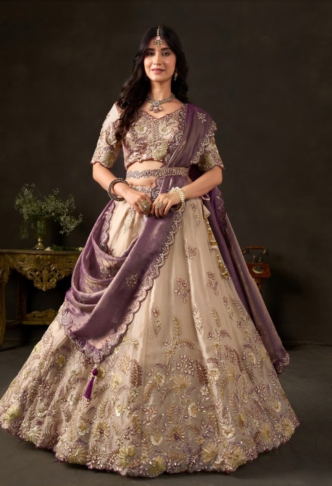 Purple Silk Lehenga Choli For Wedding 