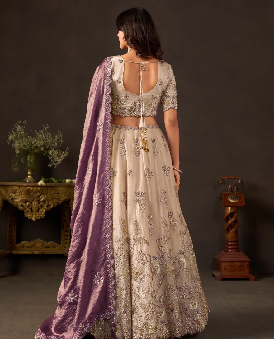 PURPLE - Purple Silk Lehenga Choli For Wedding 