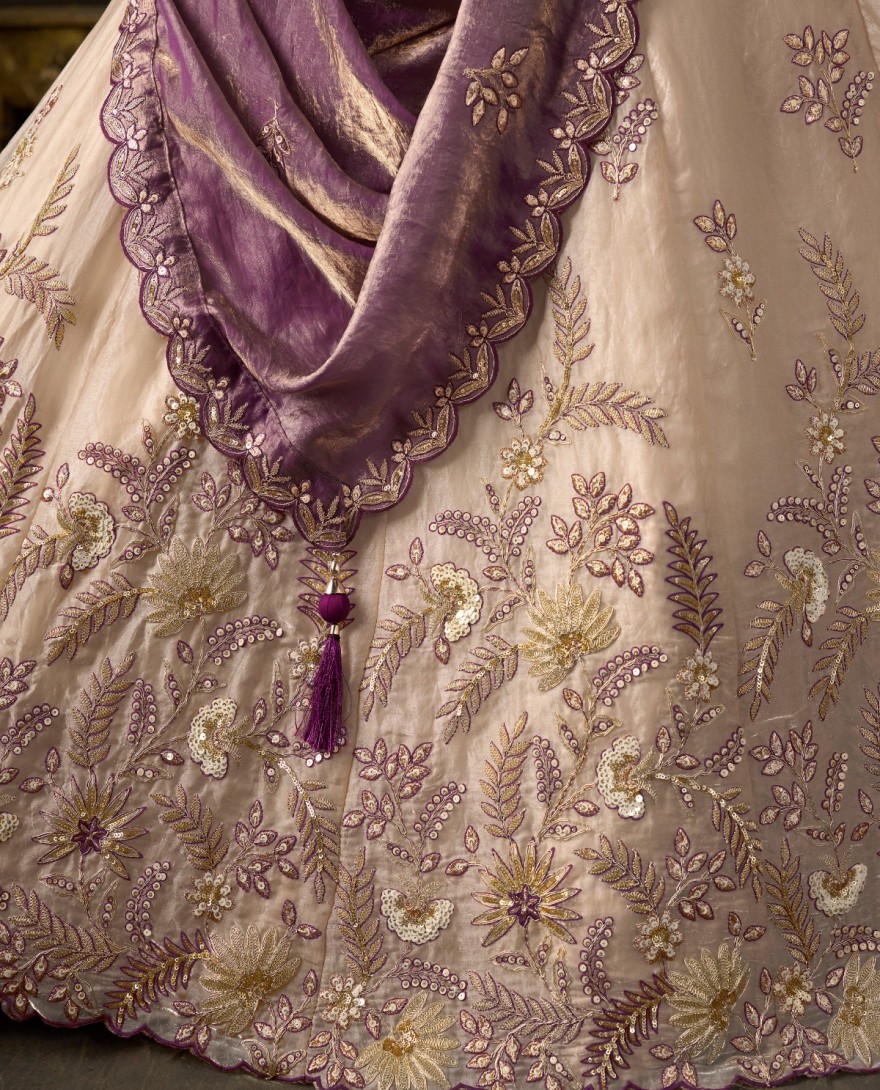 PURPLE - Purple Silk Lehenga Choli For Wedding 