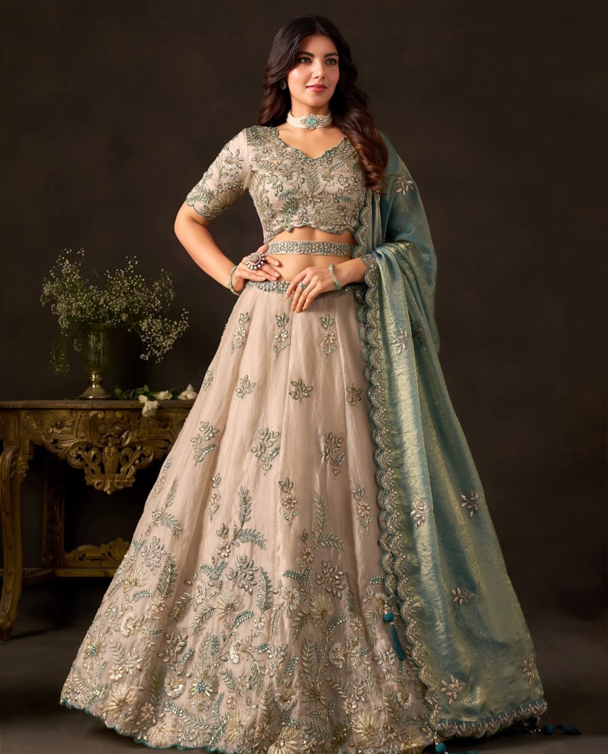 BLUE - Teal Silk Wedding Lehenga Choli 