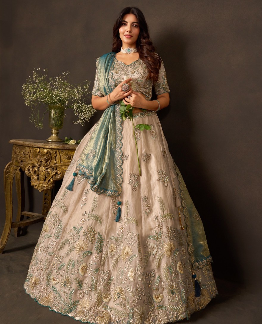 BLUE - Teal Silk Wedding Lehenga Choli 