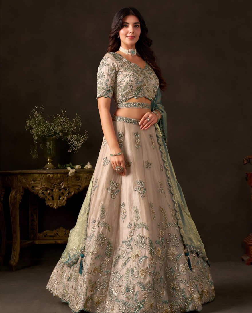 BLUE - Teal Silk Wedding Lehenga Choli 