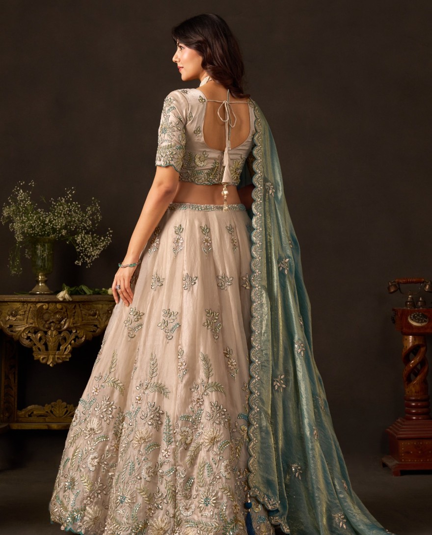 BLUE - Teal Silk Wedding Lehenga Choli 