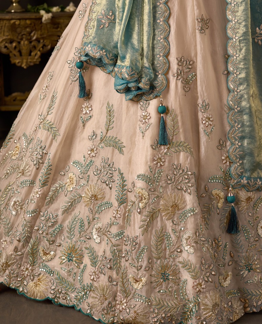 BLUE - Teal Silk Wedding Lehenga Choli 