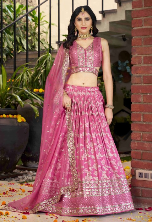 Fuchsia Jacquard Lehenga Choli