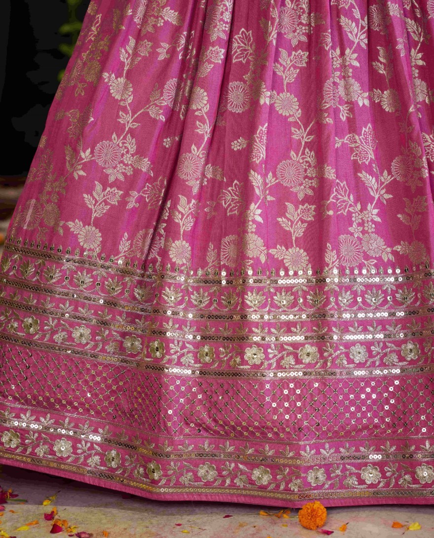 PINK - Fuchsia Jacquard Lehenga Choli