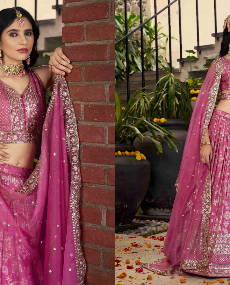 PINK - Fuchsia Jacquard Lehenga Choli