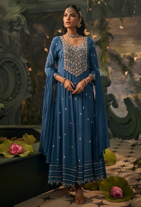 Sapphire Blue Handwork -Anarkali set
