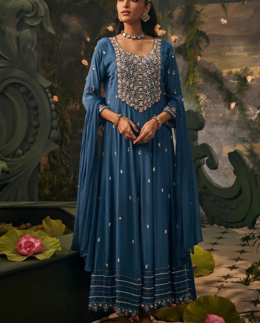 BLUE - Sapphire Blue Handwork -Anarkali set
