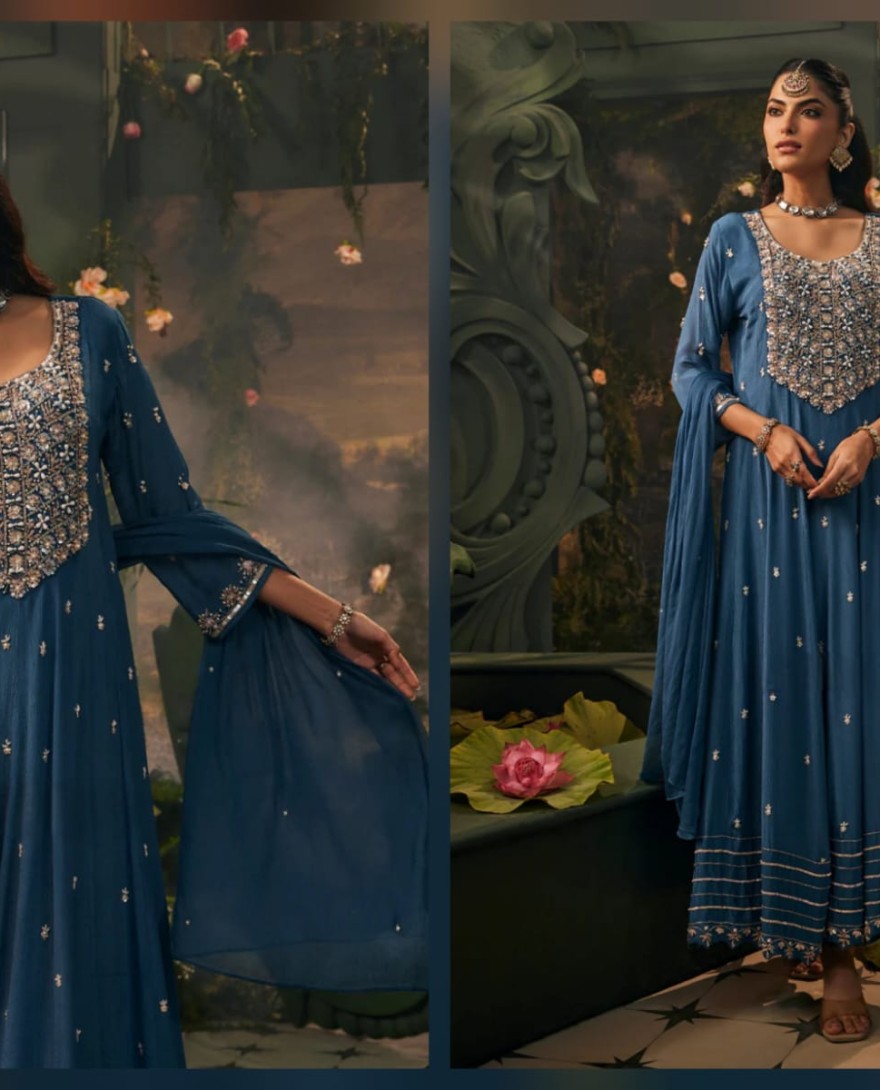 BLUE - Sapphire Blue Handwork -Anarkali set