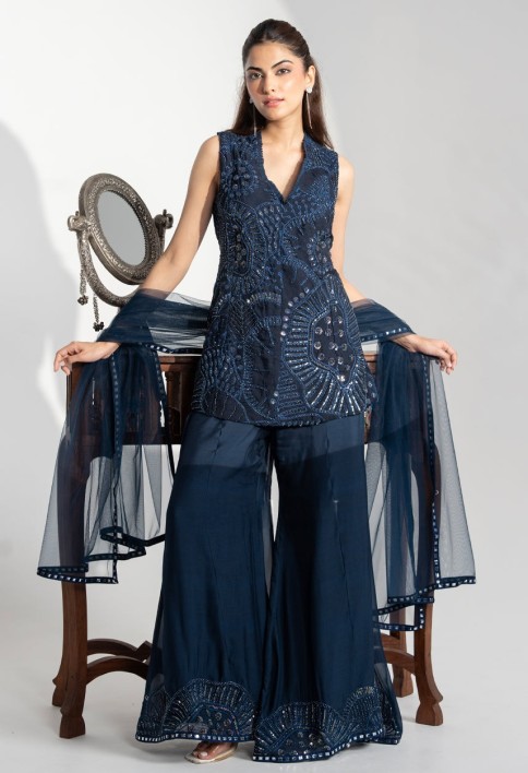 Blue Hour Elegance-Palazzo Set