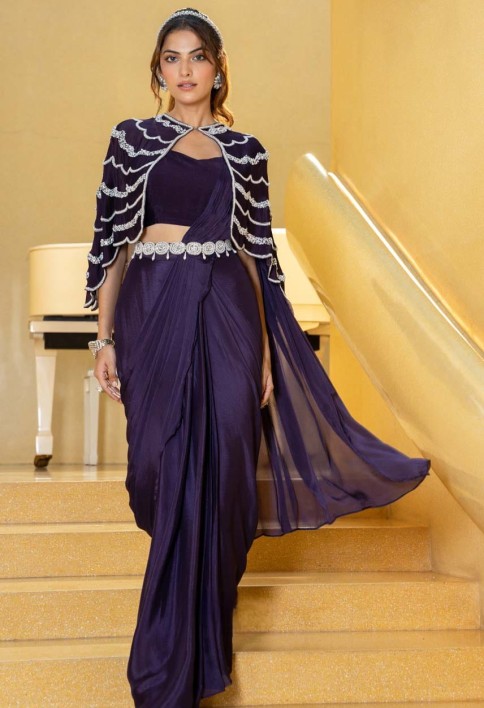 Wrapped in Wine-Pre-Draped Saree