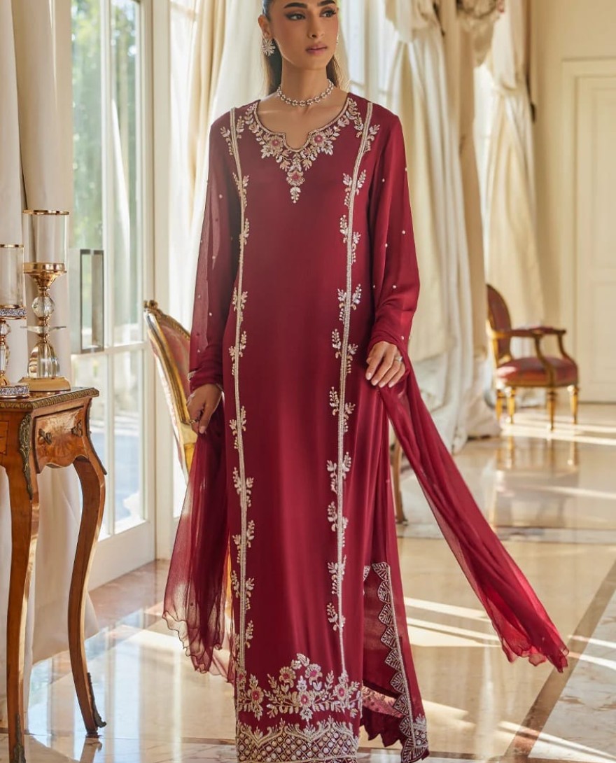 RED - Sabrina Pakistani Jalabiya-Suit Set