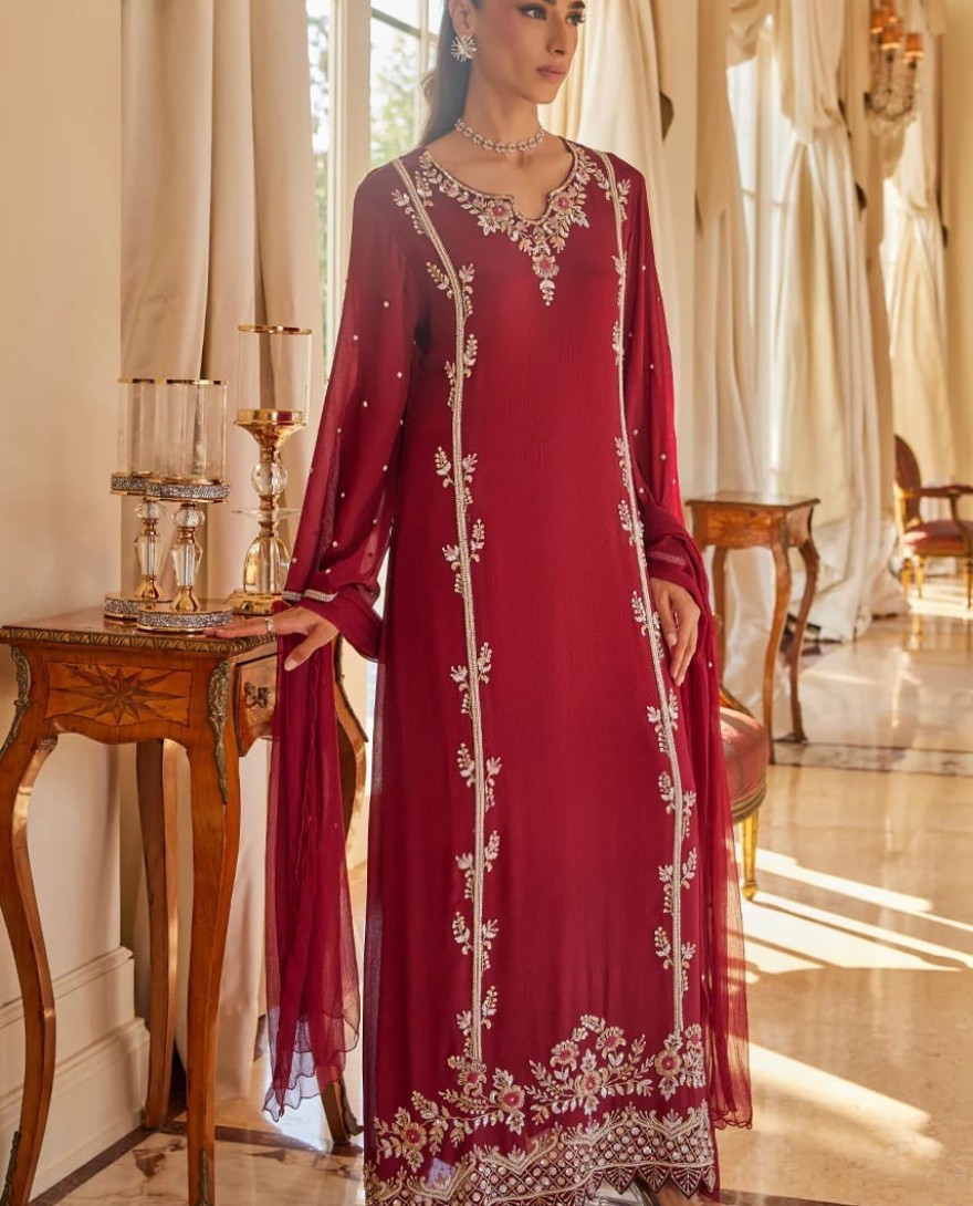 RED - Sabrina Pakistani Jalabiya-Suit Set