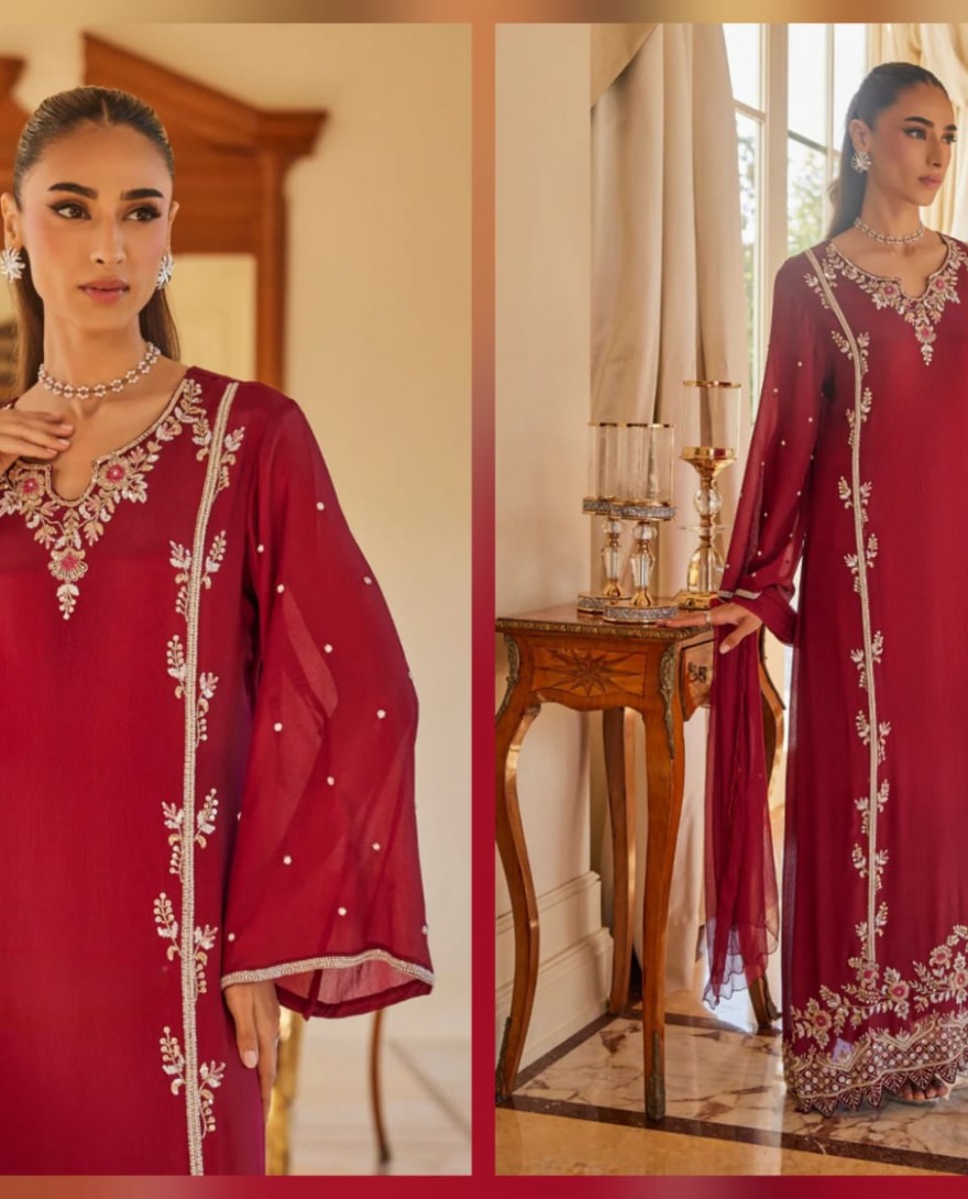 RED - Sabrina Pakistani Jalabiya-Suit Set