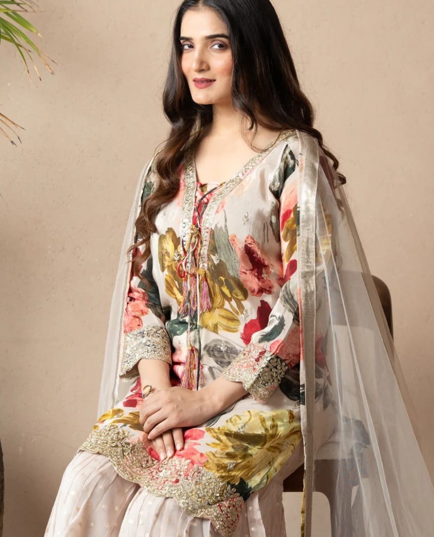 WHITE - Jasmine Blush-Sharara Set