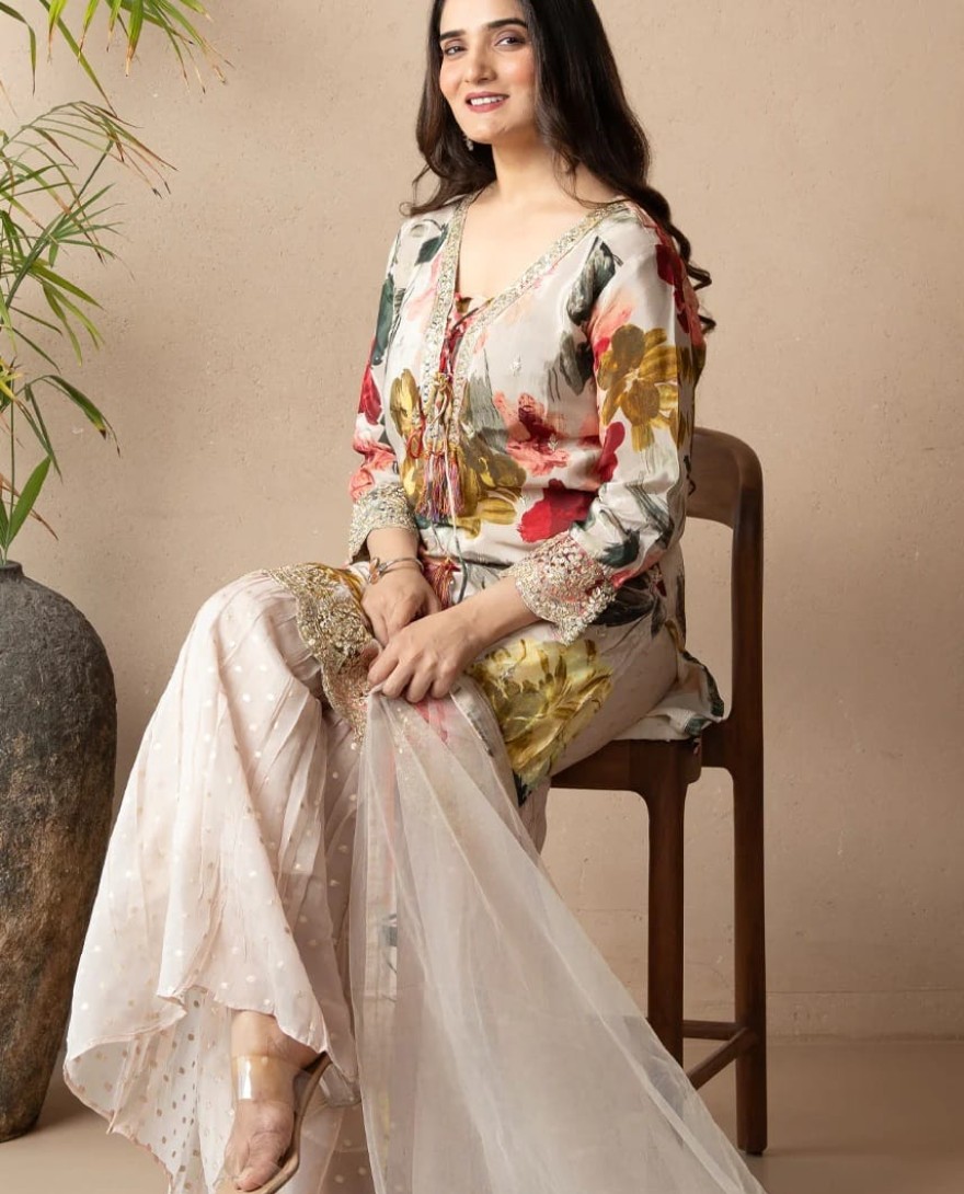 WHITE - Jasmine Blush-Sharara Set