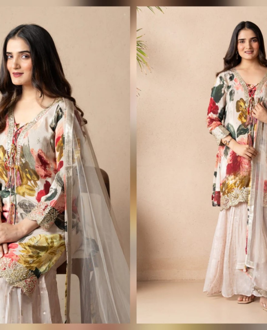 WHITE - Jasmine Blush-Sharara Set
