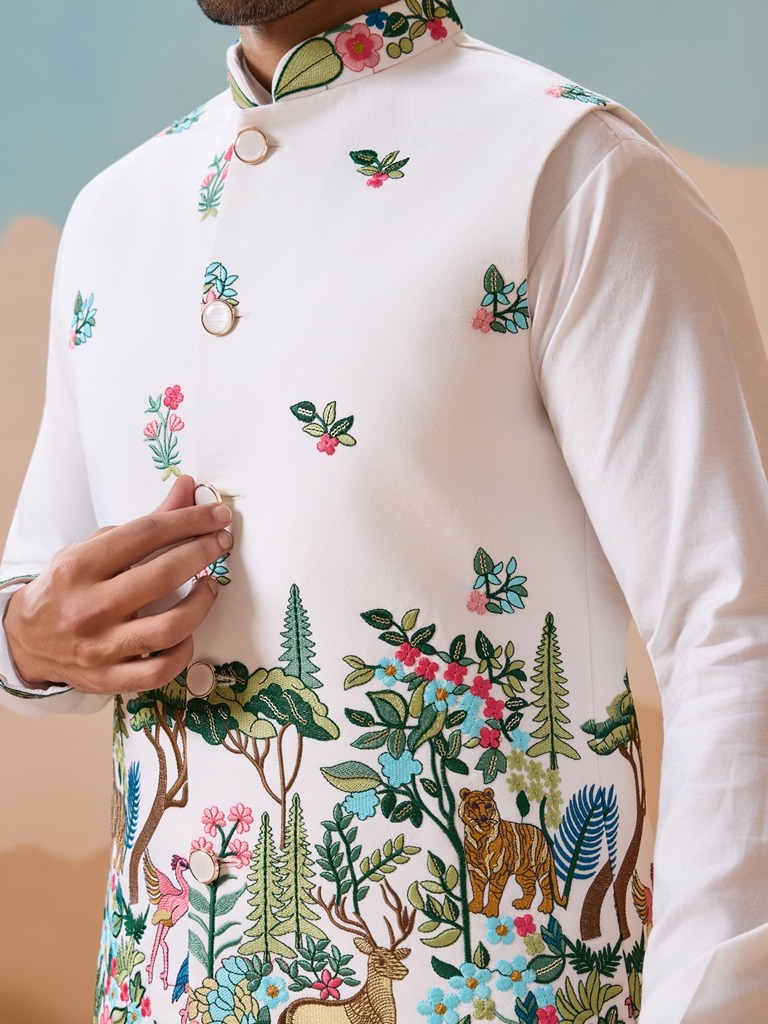 Vantara Style Premium White Mens Wear Koti Kurta Collection